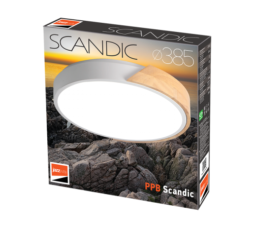 Светильник светодиодный бытовой PPB Sсandic-R 36w 4000K GR/W дерево IP20 D380*50  .5037090  JAZZWAY