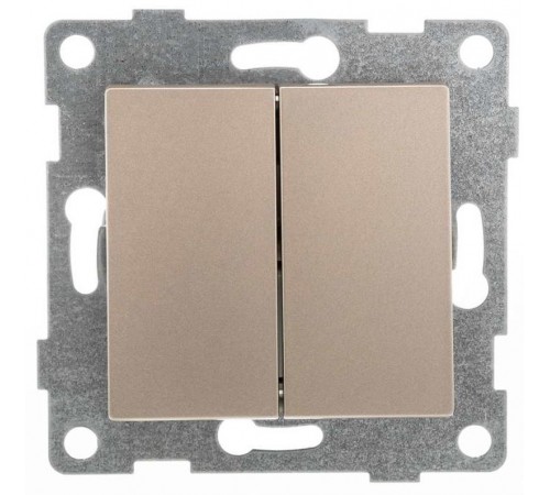Bravo Выключатель 2кл., СУ , 10А, 250В, шампань  С10В2-027  GUSI Electric