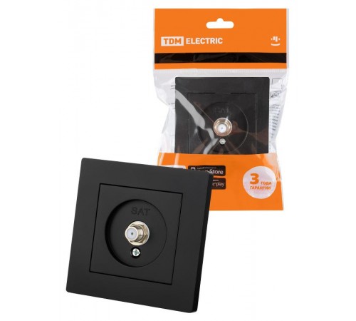 Розетка SAT (F-разъем) 0-2400МГц черная "Сенеж"  SQ1816-0329  TDM