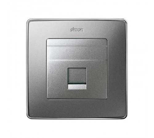 Simon 82 Адаптер со шторками на 1 коннектор UTP (RJ45), FTP (RJ45), RJ12, AMP, S82 Detail алюминий  82005-93  Simon