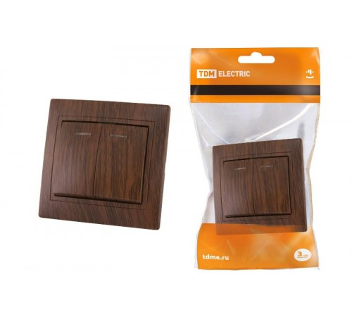 Выключатель 2 кл. с подсветкой 10А "ЭКО" (бук) "Таймыр"  SQ1814-0305  TDM