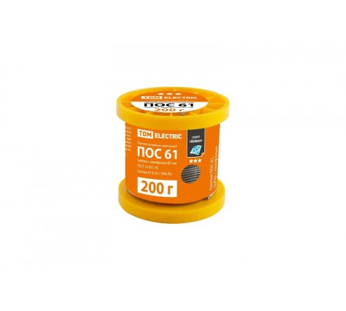 Припой ПОС 61, трубка с канифолью, ГОСТ 21931-76, 1 мм, 200 г, катушка, серия "Алмаз"  SQ1025-0305  TDM