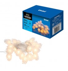 Гирлянда светодиодная  "Шишки"  ULD-S0280-020/DTA WARM WHITE IP20 PINE CONES   20 диодов, 2,8 м, теплый белый, IP20, шнур прозр..  09582  Uniel