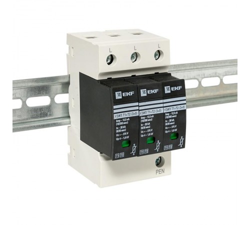 Устройство защиты от импульсных перенапряжений Т1+Т2; Iimp-12,5kA; In-20kA; Uc-275В; 3+0 EKF PROxima  OV12-3-503  EKF