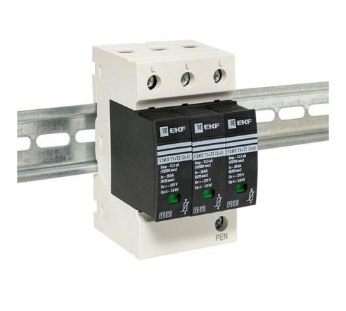 Устройство защиты от импульсных перенапряжений Т1+Т2; Iimp-12,5kA; In-20kA; Uc-275В; 3+0 EKF PROxima  OV12-3-503  EKF