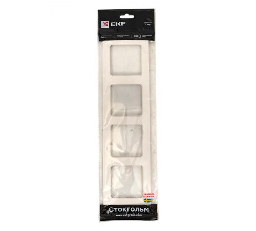 Стокгольм Рамка 4-местная белая PROxima  EZM-G-303-20  EKF