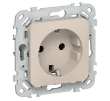 FLITE Розетка с заземлением без шторок 16А РС11-0-ФлЛ льняной  FI-R11-16-K88  IEK