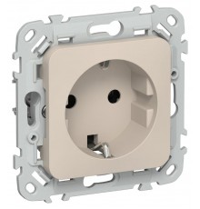 FLITE Розетка с заземлением без шторок 16А РС11-0-ФлЛ льняной  FI-R11-16-K88  IEK