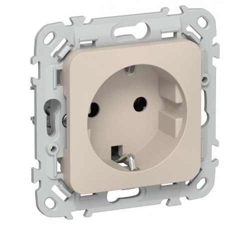 FLITE Розетка с заземлением без шторок 16А РС11-0-ФлЛ льняной  FI-R11-16-K88  IEK