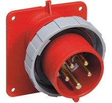 Вилка панельная с угловым фланцем 332BAU6W, 32A, 3P+E, IP67, 6ч  2CMA166646R1000  ABB