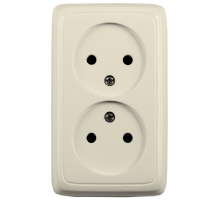 Розетка открытой установки, двухместная, цвет слонова кость  РА16-141-01  HEGEL