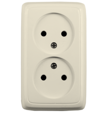 Розетка открытой установки, двухместная, цвет слонова кость  РА16-141-01  HEGEL