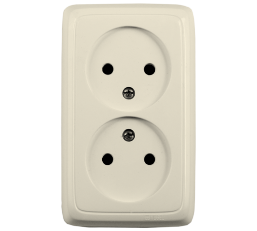 Розетка открытой установки, двухместная, цвет слонова кость  РА16-141-01  HEGEL