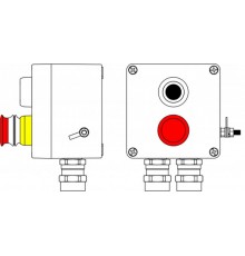 Ex пост управления из GRP; 1Ex d e IIC T6 Gb X / Ex tb IIIB T80°C Db X /IP66; Аварийная кнопка красная, 1NC/1NO -1 шт.; Кнопка черная, 1NC/1NO -1 шт.;