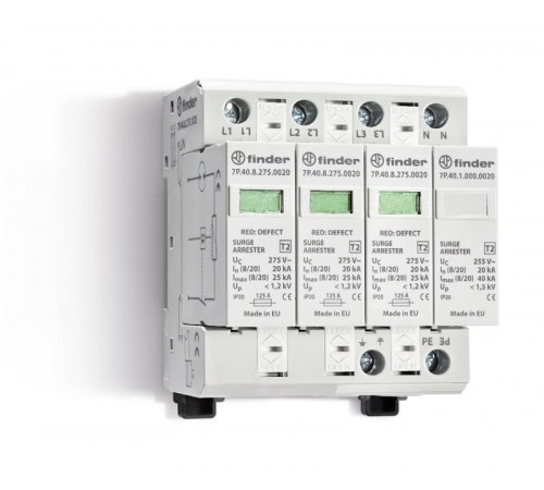 УЗИП тип 2 (3 варистор/разрядник + 1 разрядник)  7P4482751020  Finder