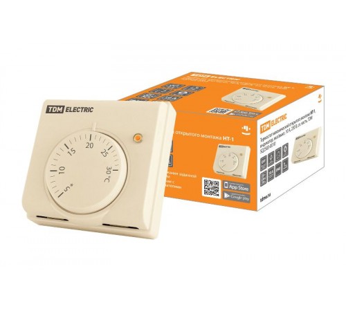 Термостат механический открытого монтажа НТ-1, индикатор, вкл/выкл, 10 А, 230 В, сл. кость,  SQ2503-0010  TDM