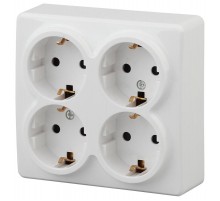 Розетка 11-2211-01  4х2P+E Schuko со шторками, 16АХ-250В, ОУ, Эксперт, Белый Б0020709  ЭРА