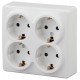 Розетка 11-2211-01  4х2P+E Schuko со шторками, 16АХ-250В, ОУ, Эксперт, Белый Б0020709  ЭРА