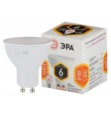 Лампа светодиодная LED MR16-6W-827-GU10 ЭРА (диод, софит, 6Вт, тепл, GU10)  Б0020543  ЭРА