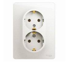 Glossa Перламутр Розетка 2-ая с заземлением , 16А (в сборе)  GSL000624  SE