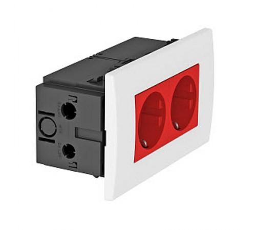 Укомплектованный розеточный блок AR45 (2xModul45,84x140x59 мм,красный) (SDE-RW D0RT2)  6119409  OBO Bettermann