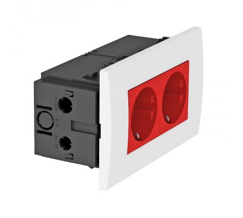 Укомплектованный розеточный блок AR45 (2xModul45,84x140x59 мм,красный) (SDE-RW D0RT2)  6119409  OBO Bettermann