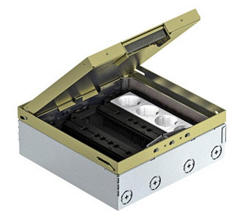 Лючок UDHOME9 на 12 Modul 45 (с выемкой под напольное покрытие 15 мм, латунь)  7427312  OBO Bettermann