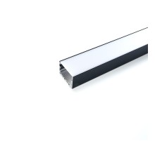 Профиль алюминиевый "Линии света" накладной, черный, CAB257 с матовым экраном, 2 заглушками, 4 крепежами в комплекте  10370  FERON