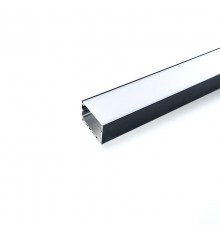 Профиль алюминиевый "Линии света" накладной, черный, CAB257 с матовым экраном, 2 заглушками, 4 крепежами в комплекте  10370  FERON