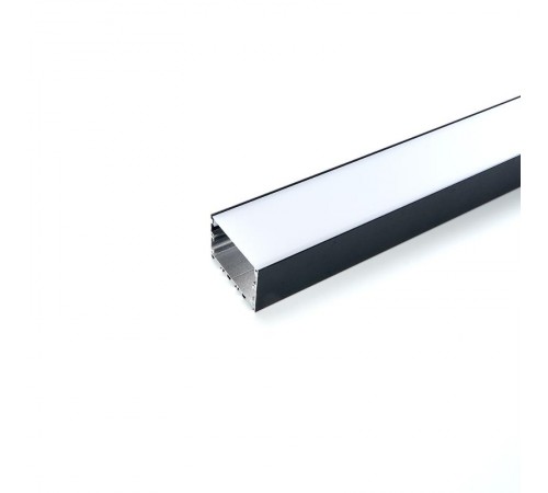 Профиль алюминиевый "Линии света" накладной, черный, CAB257 с матовым экраном, 2 заглушками, 4 крепежами в комплекте  10370  FERON