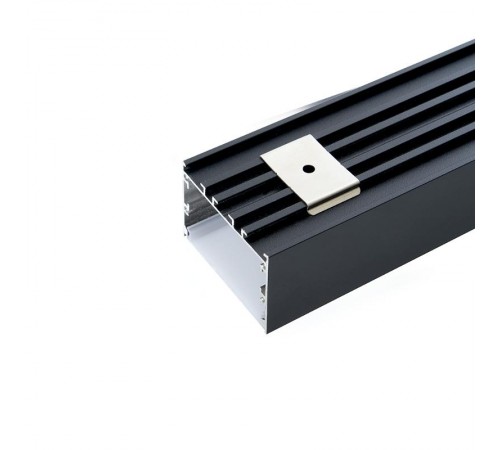 Профиль алюминиевый "Линии света" накладной, черный, CAB257 с матовым экраном, 2 заглушками, 4 крепежами в комплекте  10370  FERON