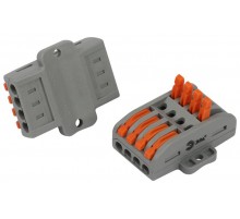 Клемма  NO-225-400 проходная с монтажной площадкой 222-2414Р с рычагами 4 полюса 0.08-2.5/4 мм2 (упаковка 10 шт.)  Б0067895  ЭРА