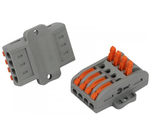 Клемма  NO-225-400 проходная с монтажной площадкой 222-2414Р с рычагами 4 полюса 0.08-2.5/4 мм2 (упаковка 10 шт.)  Б0067895  ЭРА