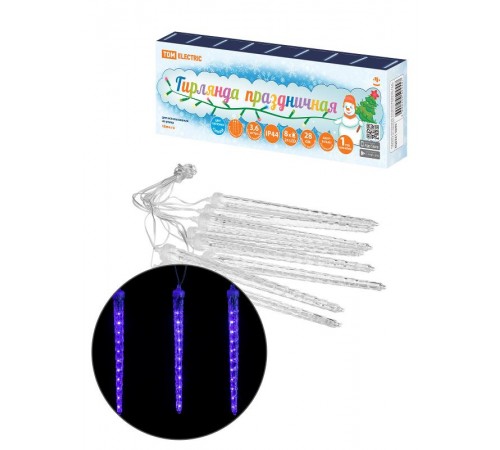 Гирлянда светодиодная "Сосульки фигурные" 2,1 м, 176LED, 8 шт, падающий синий свет, 250 В, IP44,  SQ0361-0096  TDM