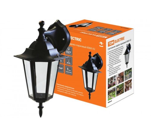 Светильник садово-парковый ЛБУ 6060-02 60Вт ЛН/КЛЛ/LED E27 IP33 шестигранник, вниз SQ0330-0002  TDM
