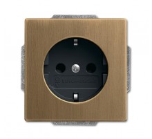 Розетка SCHUKO 16А 250В с защитными шторками, серия Династия, Латунь античная, черная роспись  2013-0-5401   2CKA002013A5401  ABB