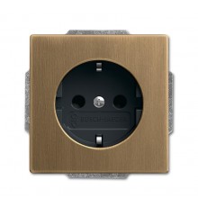 Розетка SCHUKO 16А 250В с защитными шторками, серия Династия, Латунь античная, черная роспись  2013-0-5401   2CKA002013A5401  ABB