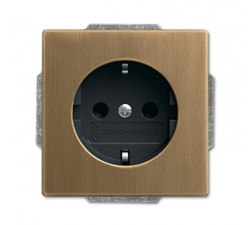 Розетка SCHUKO 16А 250В с защитными шторками, серия Династия, Латунь античная, черная роспись  2013-0-5401   2CKA002013A5401  ABB