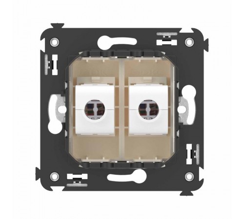 Компьютерная розетка RJ-45 без шторки в стену, кат.6А двойная, "Avanti", "Ванильная дымка"  4405674  DKC