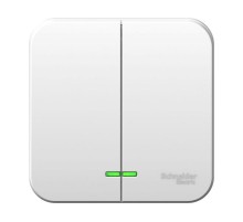 Blanca Белый О/У с изолирующей пластиной Выключатель 2-клавишный с подсветкой 10А, 250B  BLNVA105111  SE