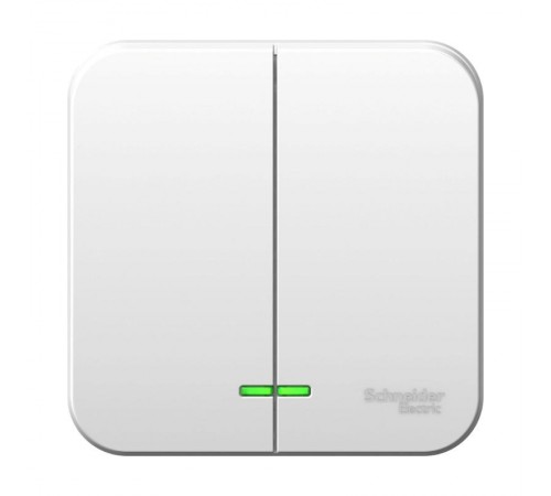 Blanca Белый О/У с изолирующей пластиной Выключатель 2-клавишный с подсветкой 10А, 250B  BLNVA105111  SE