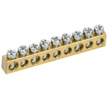 TEKFOR Шина нулевая сечение 6х9 9 отв. латунь  TF-KP00D-SN-09  IEK