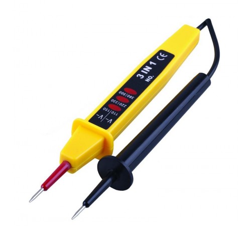 Тестер ступенчатой индикации напряжения контактный двухполюсной до 500V, желтый  32863  STEKKER