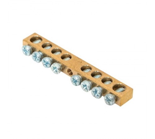 Шина PEN "ноль-земля" (6х9мм) 8 отверстий латунь крепеж по центру розничный стикер EKF PROxima  sn0-63-08-r  EKF