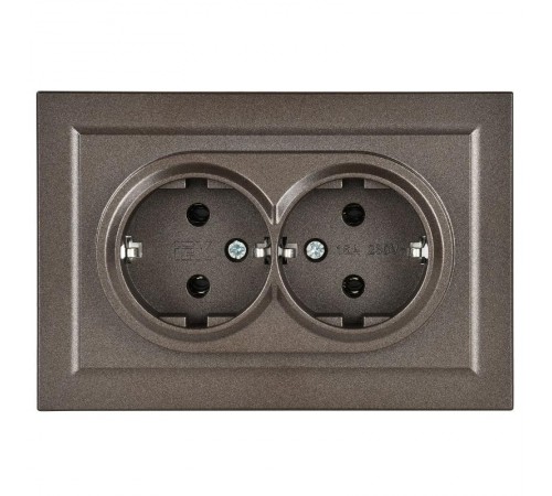 BRITE Розетка 2-ая с заземлением без шторок 16А в сборе РС12-3-БрТБ темная бронза  BR-R21-16-K45-F  IEK