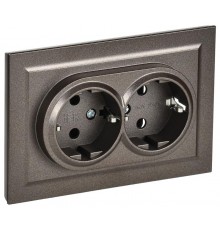 BRITE Розетка 2-ая с заземлением без шторок 16А в сборе РС12-3-БрТБ темная бронза  BR-R21-16-K45-F  IEK