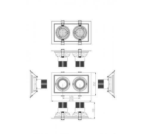 Светильник светодиодный встраиваемый карданный SKD-12-36-40K-W20 2х20Вт 3600Лм 4000K 270х150х110  Б0049788  ЭРА