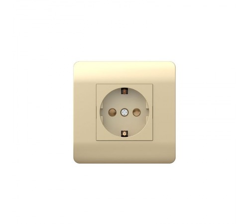 Розетка с/з со шторками, 16А, шампань(NEW3-E)  431404  CHINT