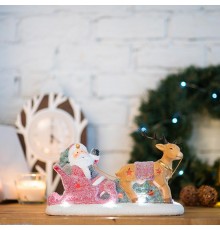 Керамическая фигурка "Дед Мороз в санях" 30.5х12.2х17.2 см  505-029  NEON-NIGHT