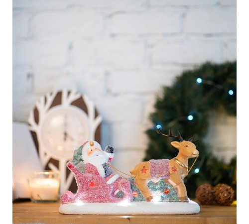 Керамическая фигурка "Дед Мороз в санях" 30.5х12.2х17.2 см  505-029  NEON-NIGHT